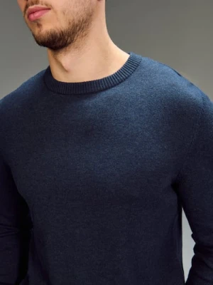 Sinsay - Bawełniany sweter basic - granatowy