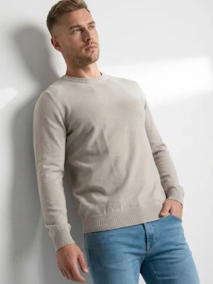 Sinsay - Bawełniany sweter basic - kremowy
