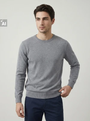 Sinsay - Bawełniany sweter basic - szary