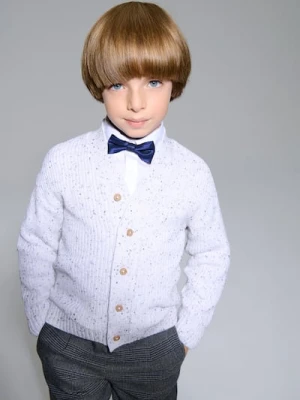 Sinsay - Bawełniany sweter na guziki - kremowy