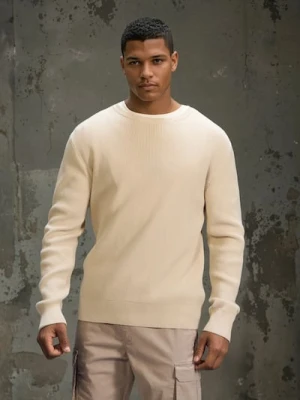 Sinsay - Bawełniany sweter o grubym splocie - kremowy