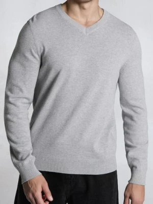 Sinsay - Bawełniany sweter z dekoltem V - kremowy