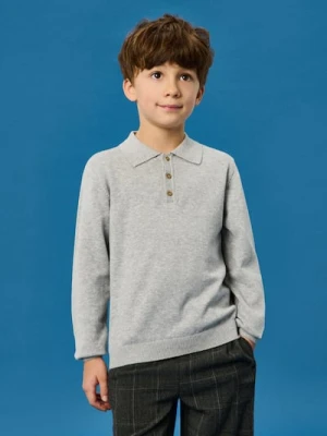 Sinsay - Bawełniany sweter z kołnierzykiem polo - szary