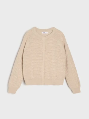 Sinsay - Bawełniany sweter z ozdobnymi guzikami - beżowy