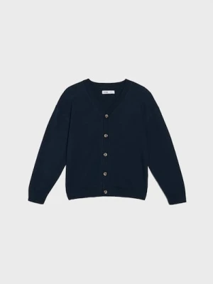 Sinsay - Bawełniany sweter z ozdobnymi guzikami - granatowy