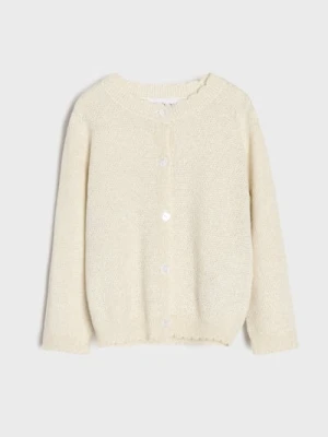 Sinsay - Bawełniany sweter z ozdobnymi guzikami - kremowy