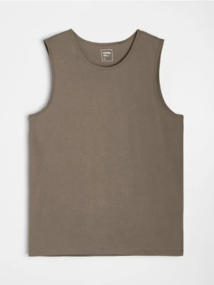 Sinsay - Bawełniany tank top basic - brązowy
