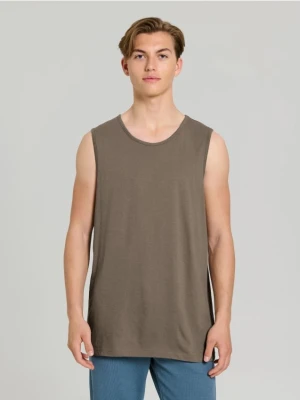 Zdjęcie produktu Sinsay - Bawełniany tank top basic - brązowy