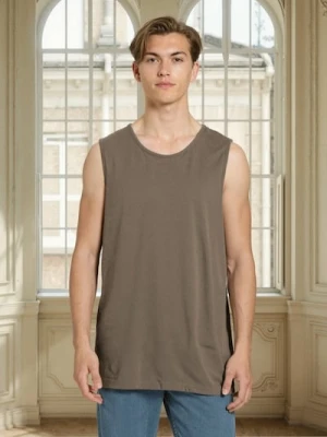 Sinsay - Bawełniany tank top basic - brązowy