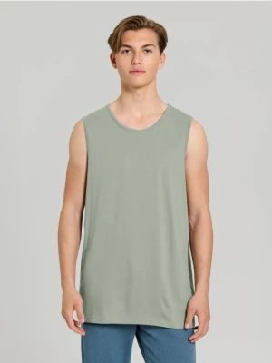 Sinsay - Bawełniany tank top basic - zielony