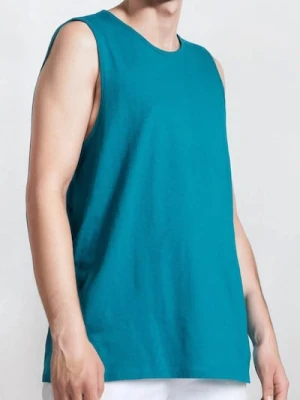 Sinsay - Bawełniany tank top - turkusowy