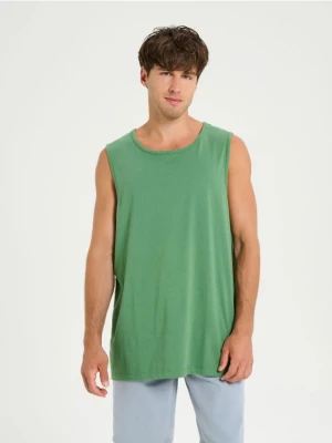 Sinsay - Bawełniany tank top - zielony