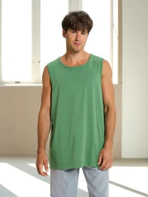 Sinsay - Bawełniany tank top - zielony