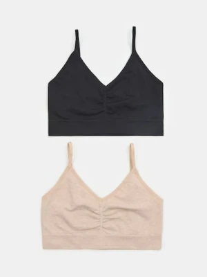 Sinsay - Bezszwowe biustonosze typu top 2 pack - kremowy