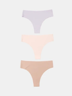 Sinsay - Bezszwowe majtki braziliany 3 pack - wielobarwny