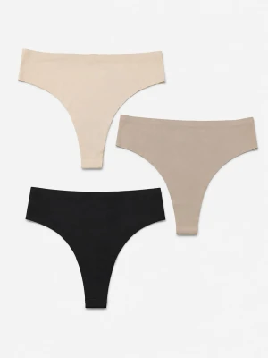 Sinsay - Bezszwowe majtki braziliany 3 pack - wielobarwny
