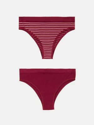 Sinsay - Bezszwowe majtki brazyliany 2 pack - wielobarwny