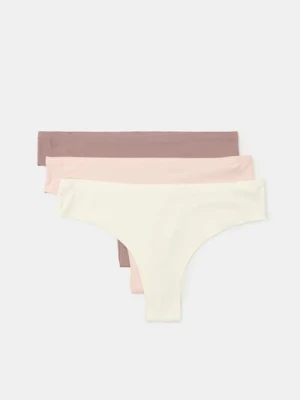 Sinsay - Bezszwowe majtki brazyliany 3 pack - wielobarwny