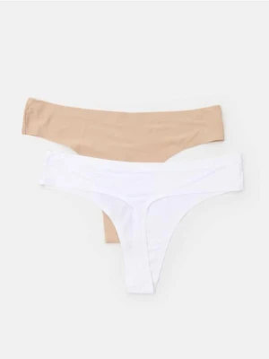 Sinsay - Bezszwowe stringi typu tanga 2 pack - biały