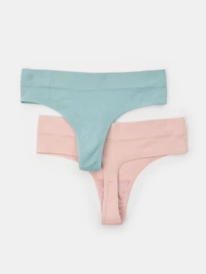 Sinsay - Bezszwowe stringi typu tanga 2 pack - wielobarwny