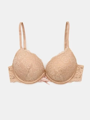 Sinsay - Biustonosz Extra Push-Up z koronką - beżowy
