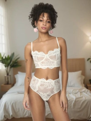 Sinsay - Biustonosz koronkowy - kremowy