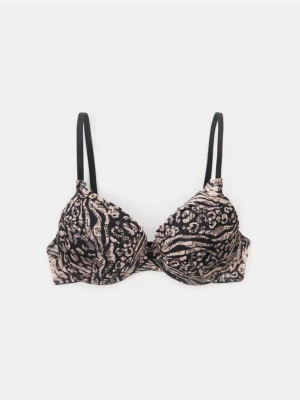 Sinsay - Biustonosz push-up w zwierzęcy wzór - czarny