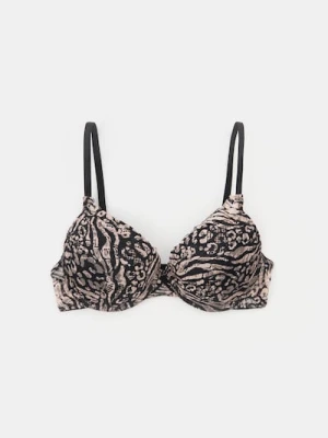 Sinsay - Biustonosz push-up w zwierzęcy wzór - czarny