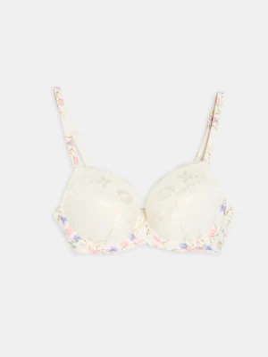 Sinsay - Biustonosz push-up z koronką - kremowy