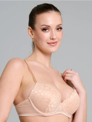 Sinsay - Biustonosz push-up z ozdobną koronką - kremowy