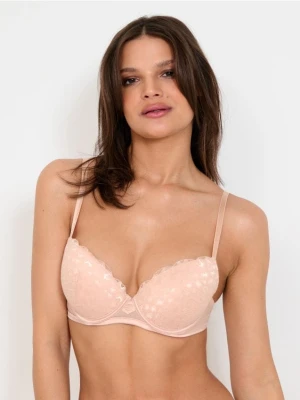 Sinsay - Biustonosz push-up z ozdobną koronką - kremowy
