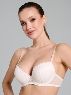 Sinsay - Biustonosz push-up z ozdobną koronką - kremowy