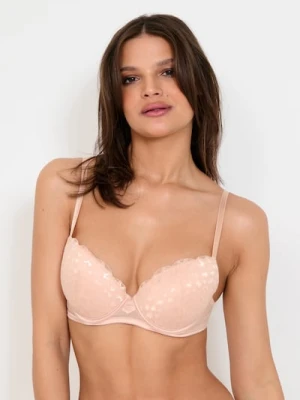 Sinsay - Biustonosz push-up z ozdobną koronką - kremowy