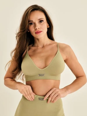 Sinsay - Biustonosz sportowy w prążek - zielony