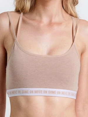 Sinsay - Biustonosz sportowy z napisem - beżowy