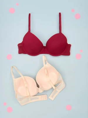 Sinsay - Biustonosze push-up 2 pack - bordowy