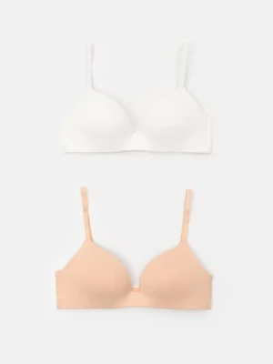 Sinsay - Biustonosze z koronką bez fiszbin 2 pack - kremowy