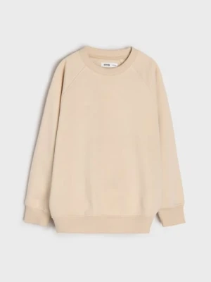 Sinsay - Bluza basic z polarowym wnętrzem - beżowy