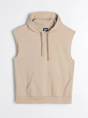 Sinsay - Bluza bez rękawów z kapturem - beżowy