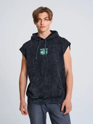 Sinsay - Bluza bez rękawów z kapturem i nadrukiem Rick & Morty - szary