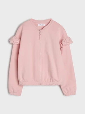 Sinsay - Bluza bomberka z ozdobnymi falbanami - różowy
