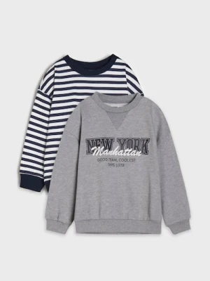 Sinsay - Bluza crewneck 2 pack - szary