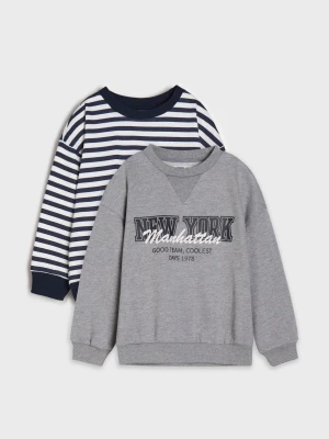 Sinsay - Bluza crewneck 2 pack - szary