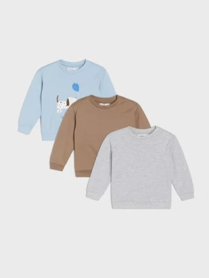 Sinsay - Bluza crewneck 3 pack - błękitny