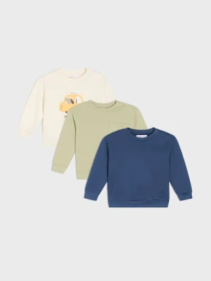 Sinsay - Bluza crewneck 3 pack - kremowy