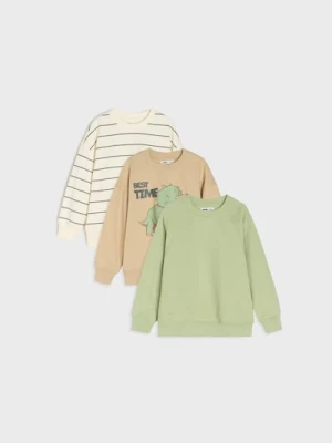 Sinsay - Bluza crewneck 3 pack - zielony