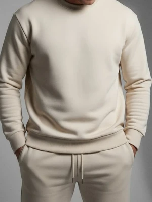 Sinsay - Bluza crewneck basic - kremowy