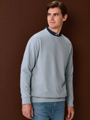 Sinsay - Bluza crewneck basic - niebieski