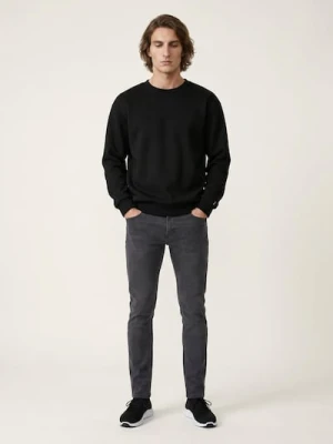 Sinsay - Bluza crewneck basic z domieszką bawełny - czarny