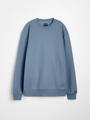 Sinsay - Bluza crewneck basic z domieszką bawełny - niebieski